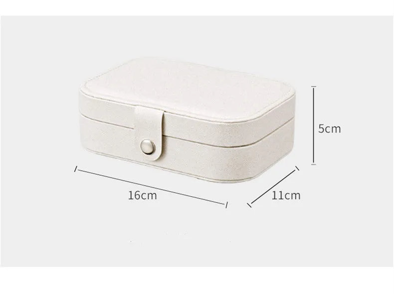 Portable Leather Jewelry Box with Zipper Closure