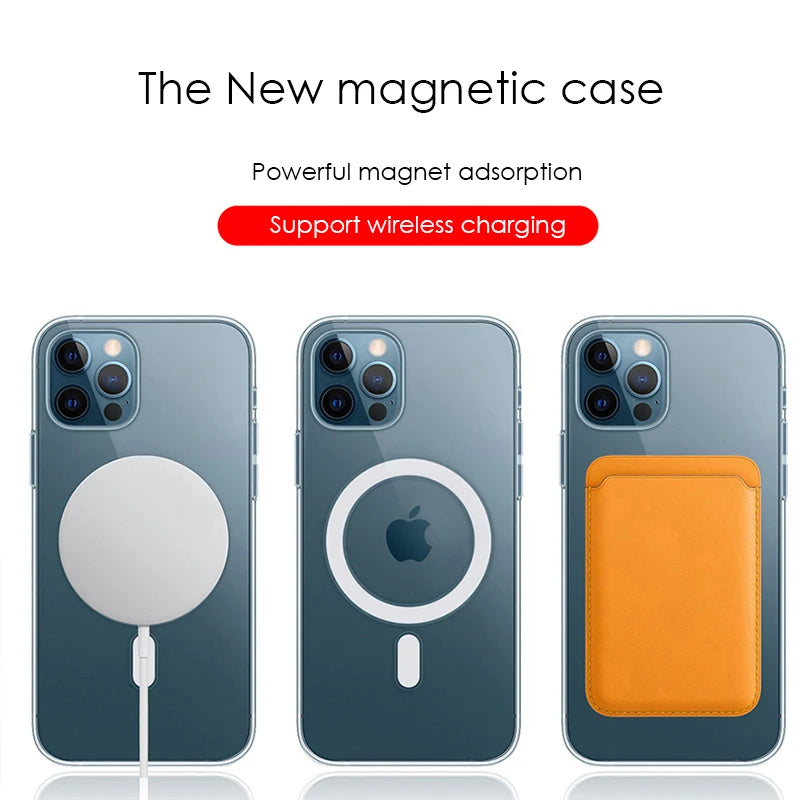 Magnetic MagSafe-Compatible Clear Case for iPhone (11–16 Series)