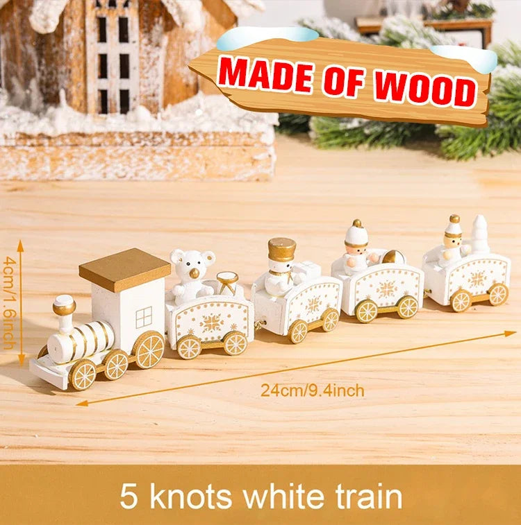 Wooden Christmas Train Ornament Set