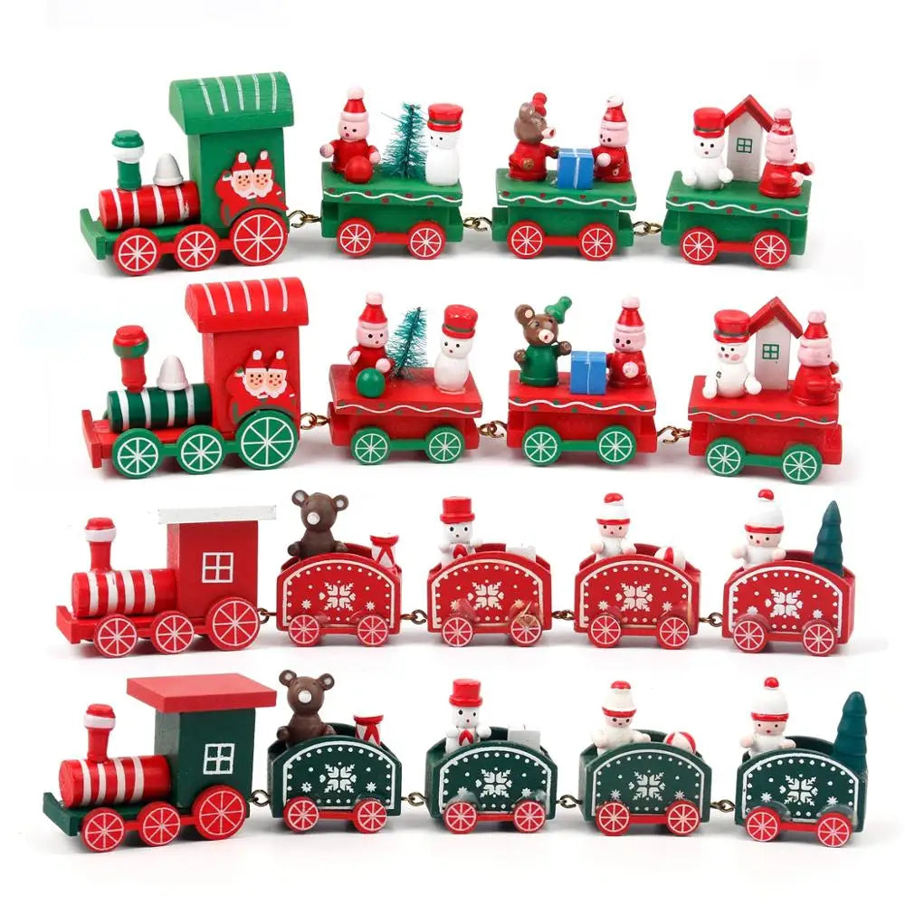 Wooden Christmas Train Ornament Set