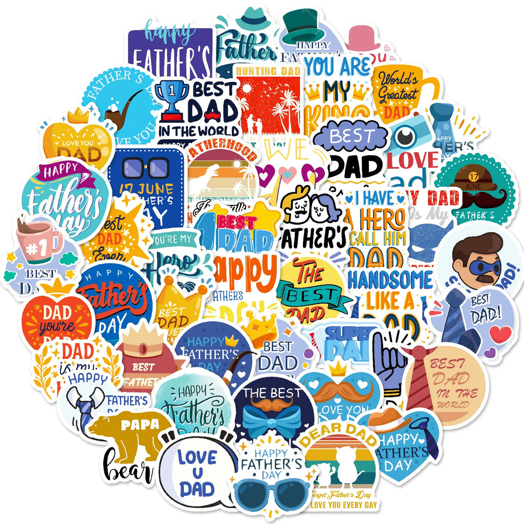Father's Day Waterproof Stickers (10 or 50 Pack)