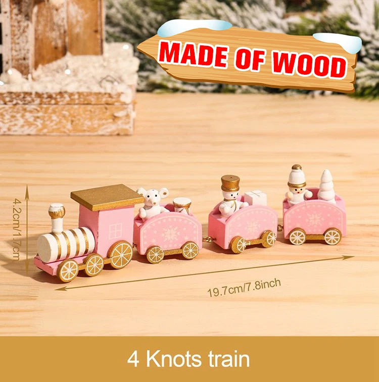 Wooden Christmas Train Ornament Set