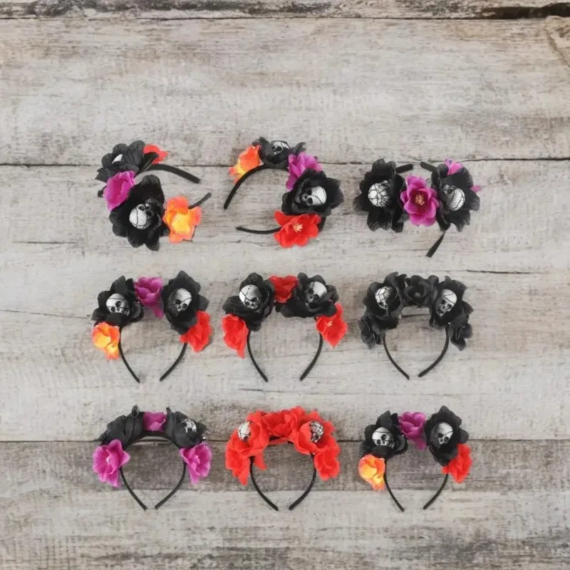 Halloween Skeleton Flower Headband