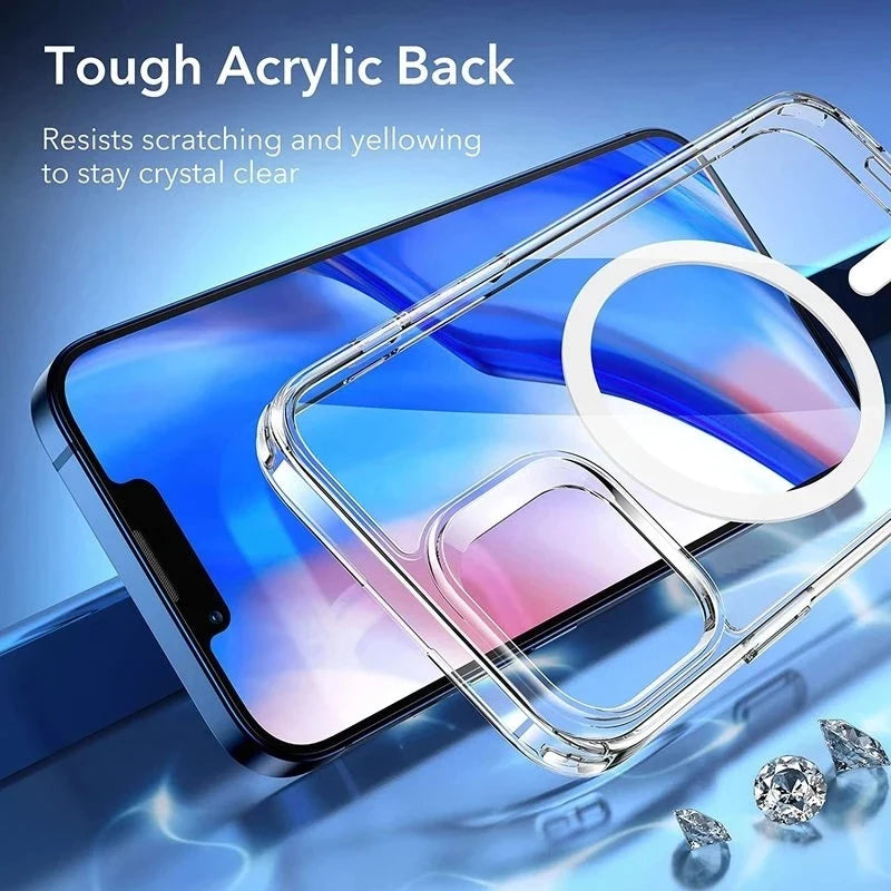 Magnetic MagSafe-Compatible Clear Case for iPhone (11–16 Series)