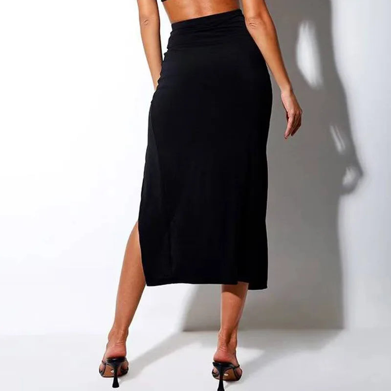 Irregular Shirred Elegant Midi Skirt