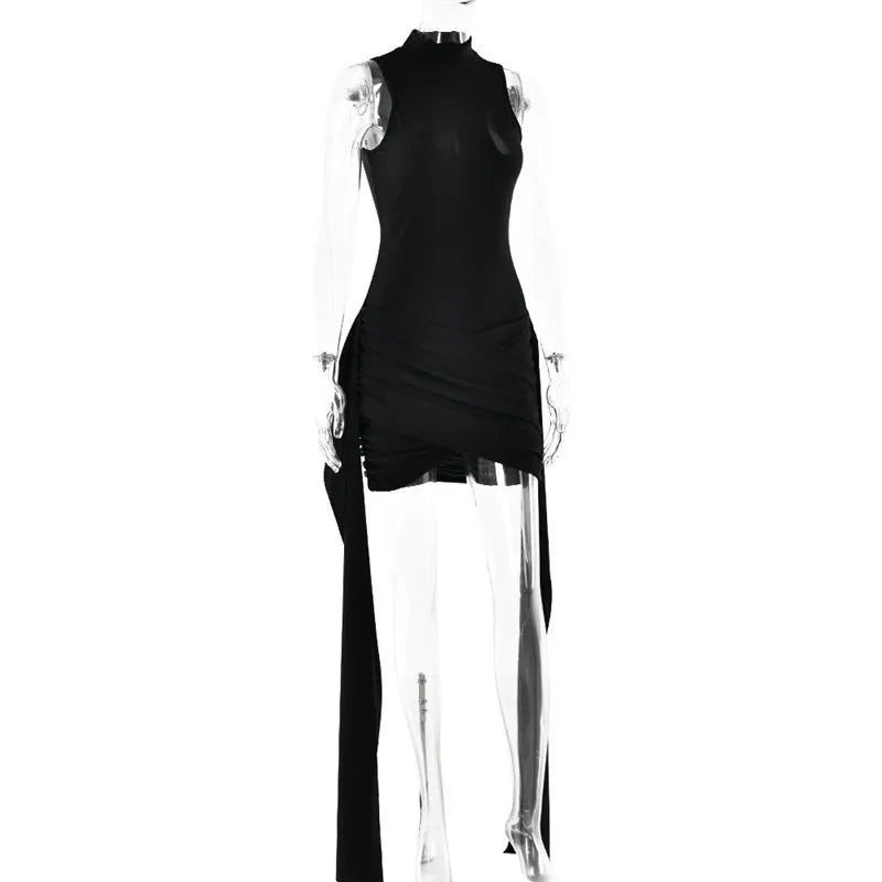 Turtleneck Ruched Tank Mini Dress