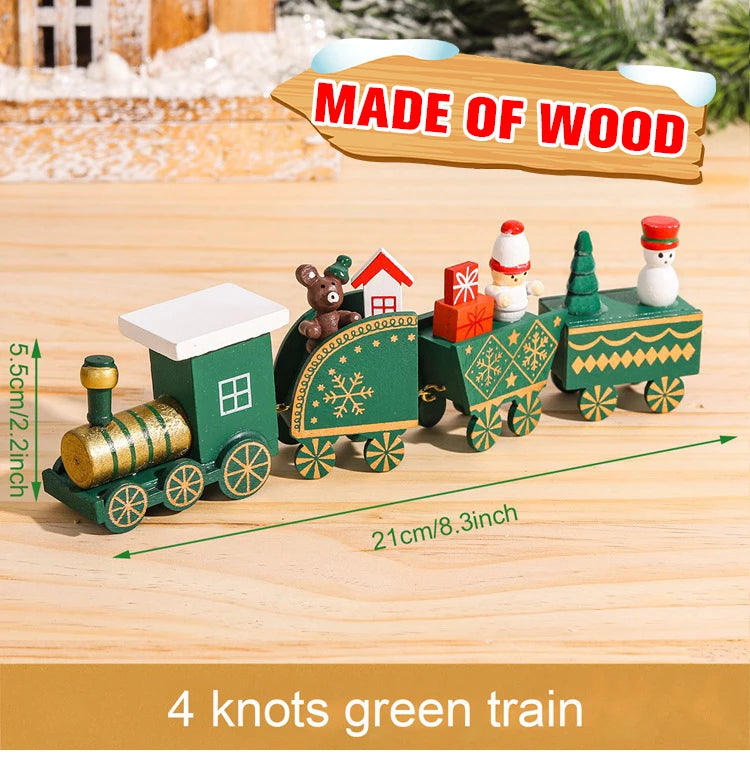 Wooden Christmas Train Ornament Set