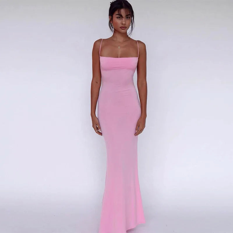 Elegant One-Shoulder Backless Slip Dress