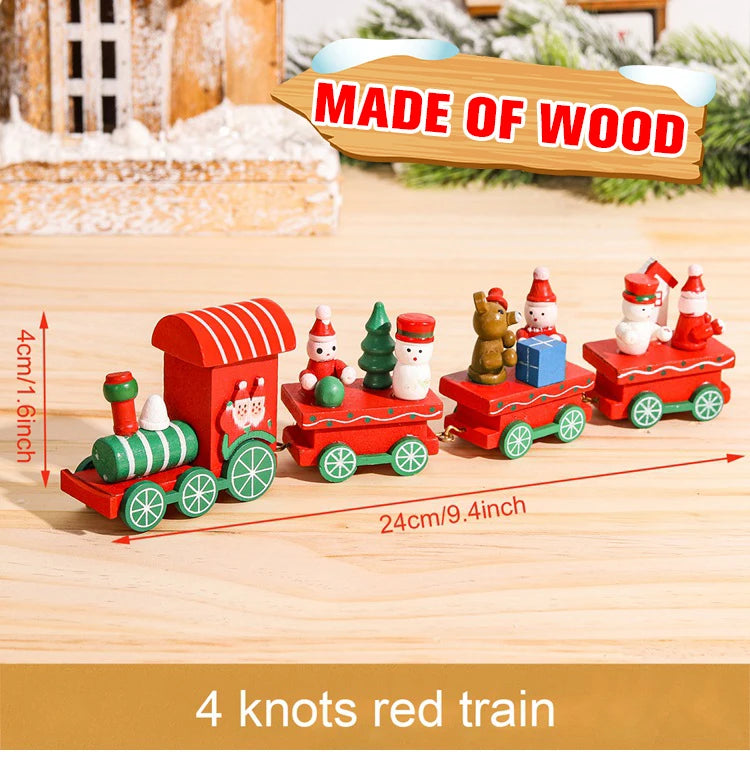 Wooden Christmas Train Ornament Set