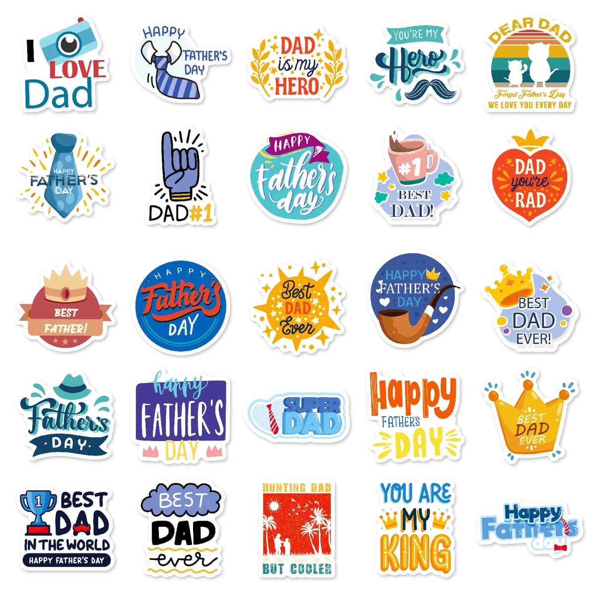 Father's Day Waterproof Stickers (10 or 50 Pack)