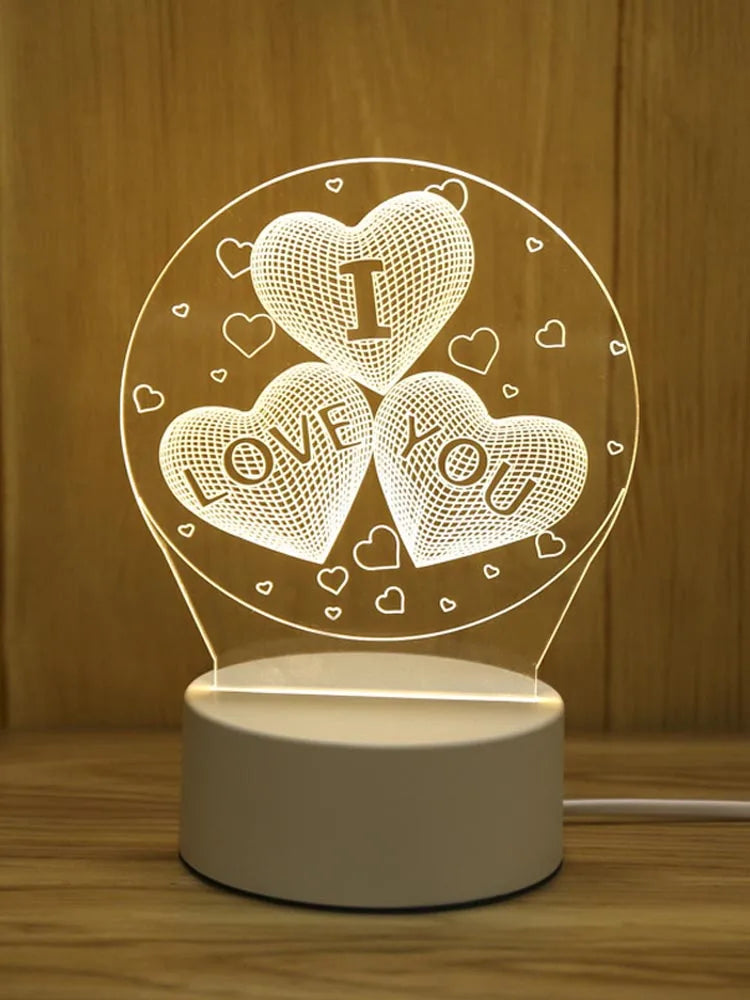 Christmas Home Decor - 3D LED Night Light - USB Acrylic Lamp
