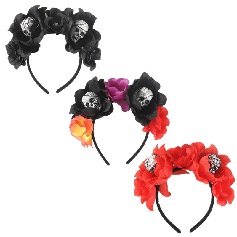 Halloween Skeleton Flower Headband