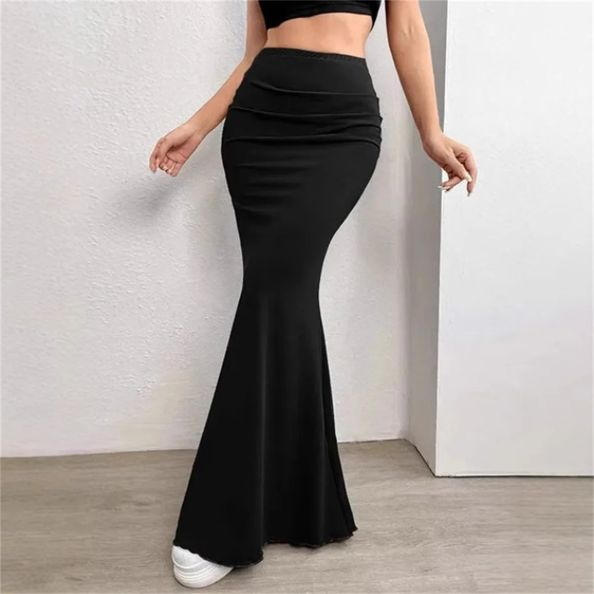 High-Waist Fishtail Midi Skirt
