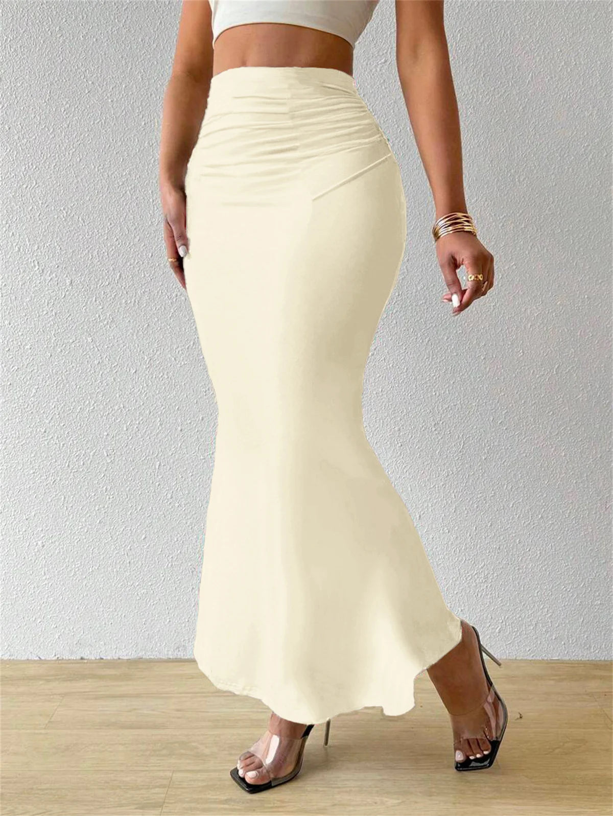 High-Waist Fishtail Midi Skirt