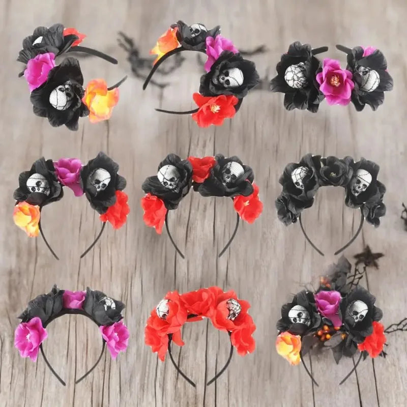 Halloween Skeleton Flower Headband