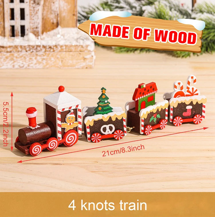 Wooden Christmas Train Ornament Set