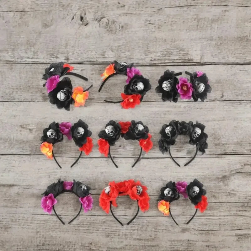 Halloween Skeleton Flower Headband