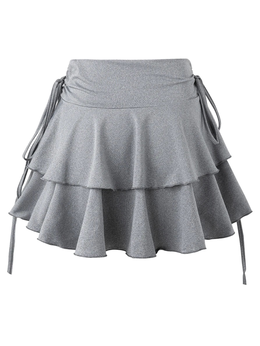 High-Waist Lace-Up Mini Skirt