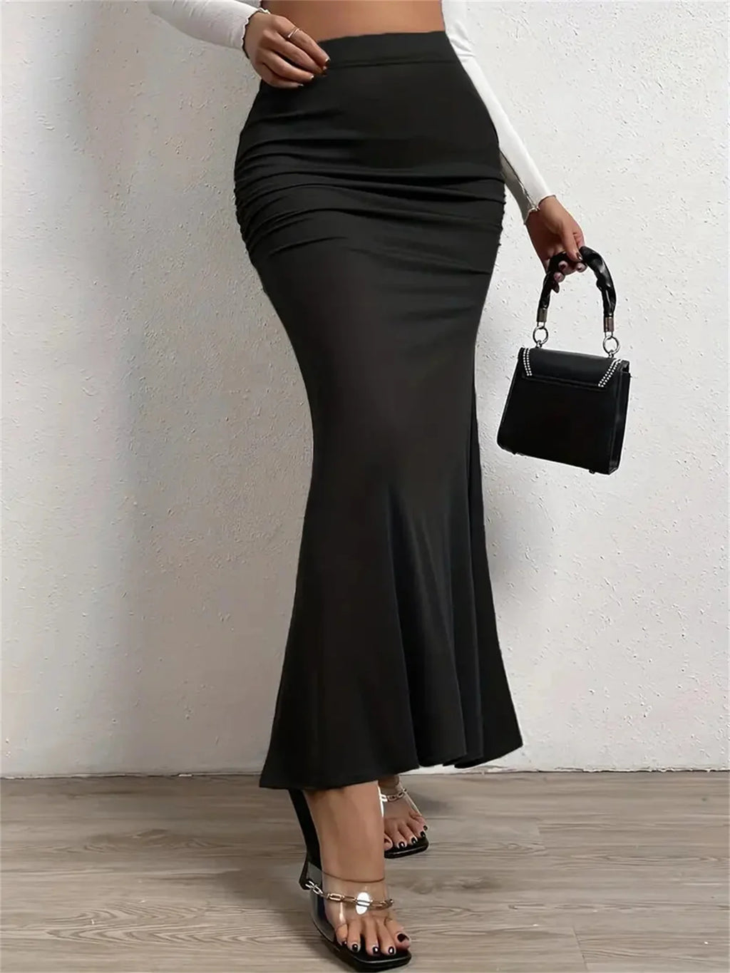 High-Waist Fishtail Midi Skirt