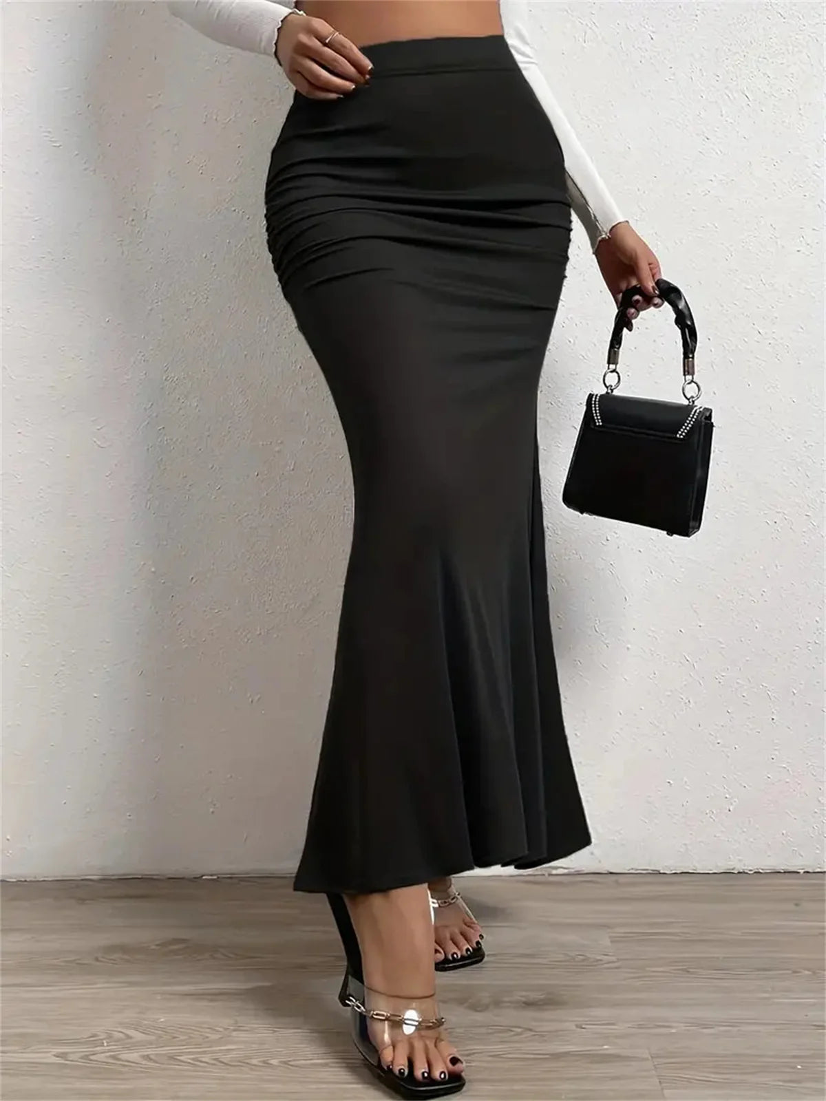 High-Waist Fishtail Midi Skirt