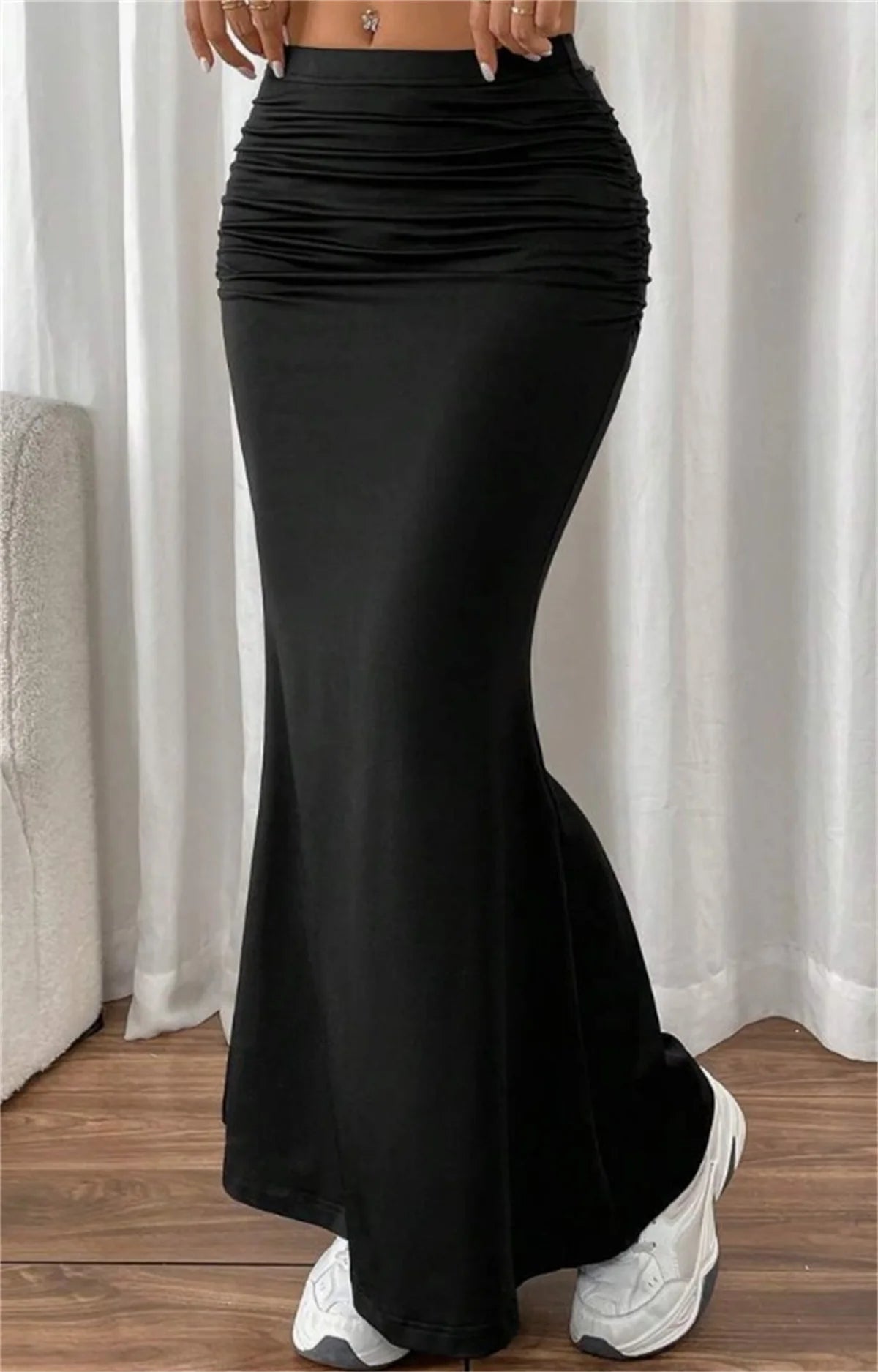 High-Waist Fishtail Midi Skirt