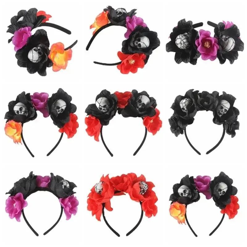 Halloween Skeleton Flower Headband