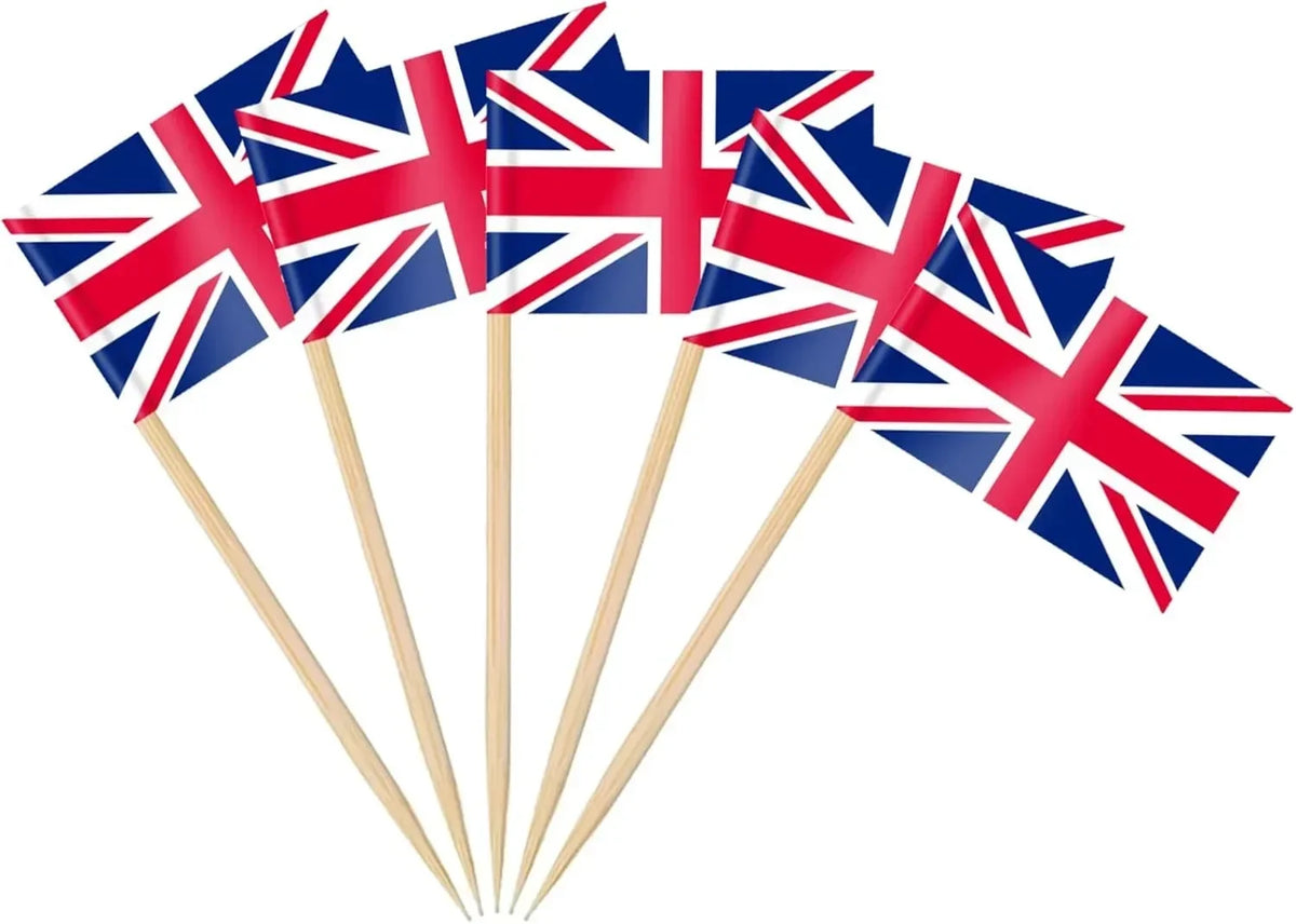 Themed Party trick - Mini Flag Cupcake/Cake/Cocktials/Fruitplatter Toppers (100 Pack)