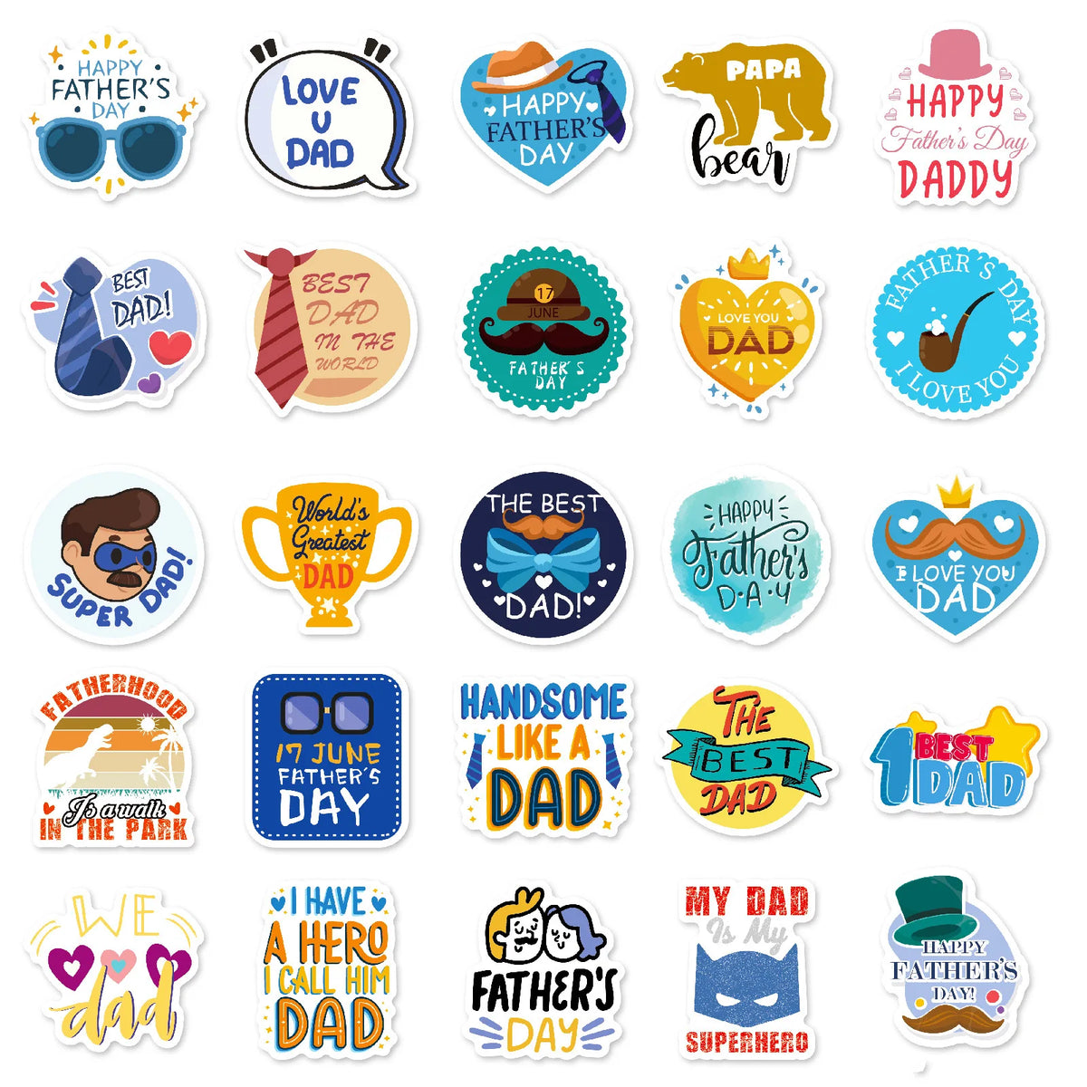 Father's Day Waterproof Stickers (10 or 50 Pack)