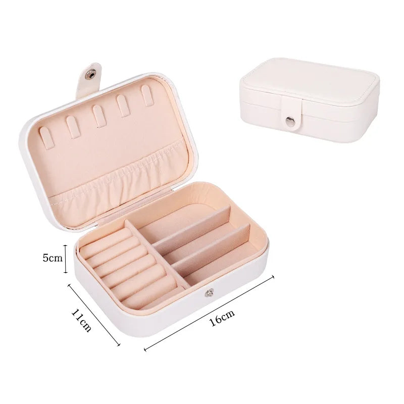 Portable Leather Jewelry Box with Zipper Closure