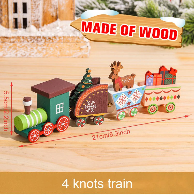 Wooden Christmas Train Ornament Set