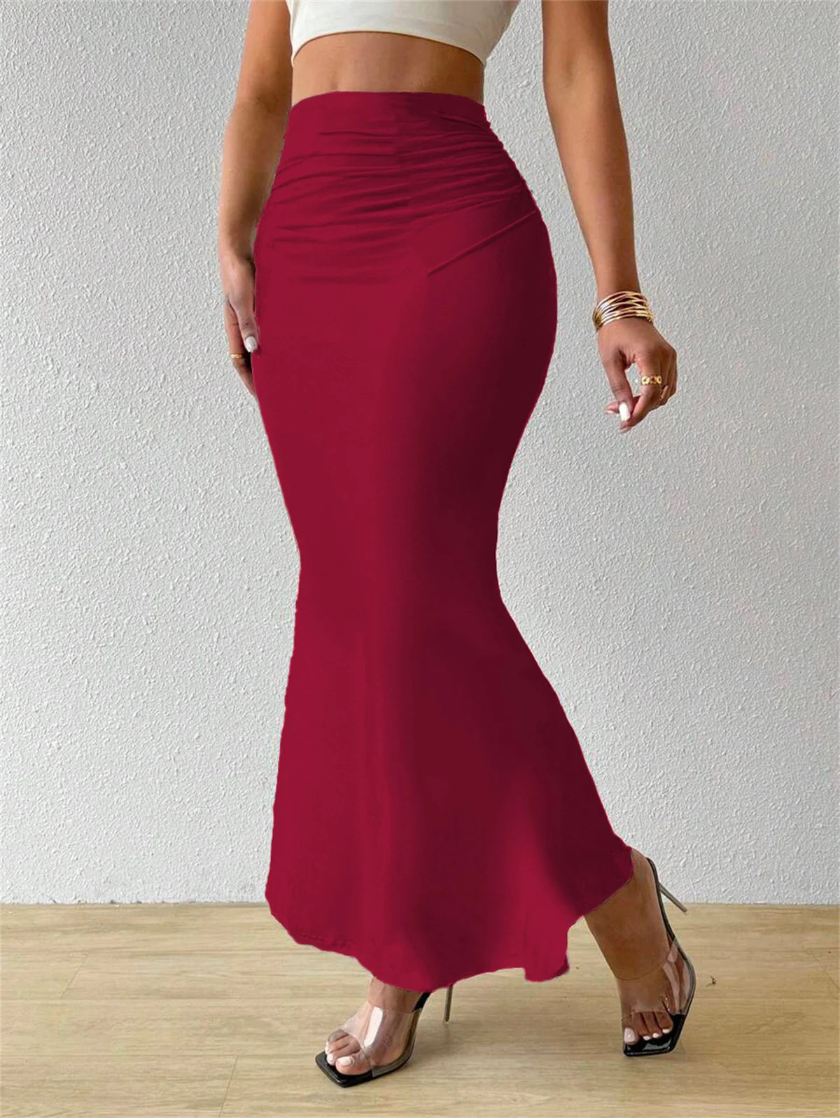 High-Waist Fishtail Midi Skirt