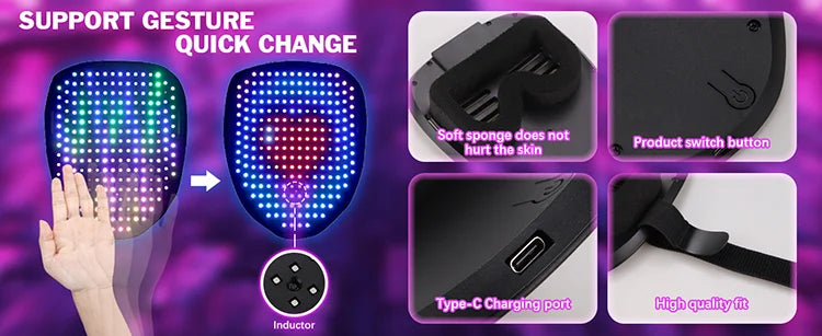 Gesture-Sensing LED Halloween Mask