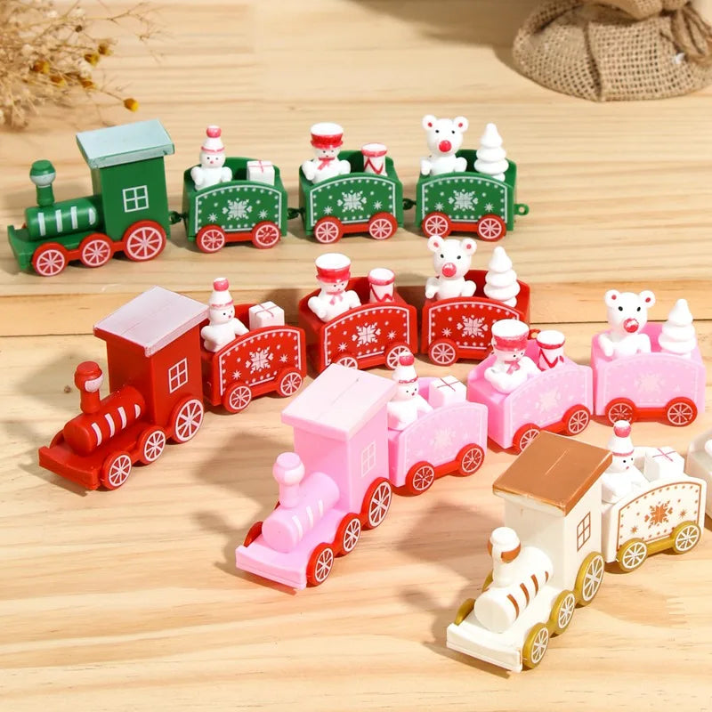 Wooden Christmas Train Ornament Set