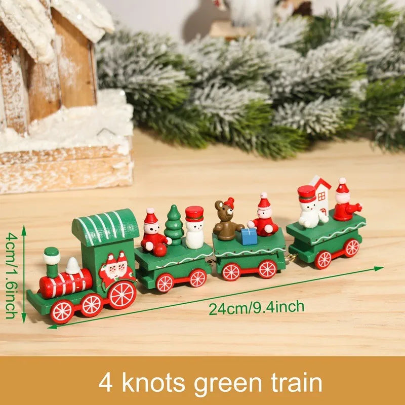 Wooden Christmas Train Ornament Set