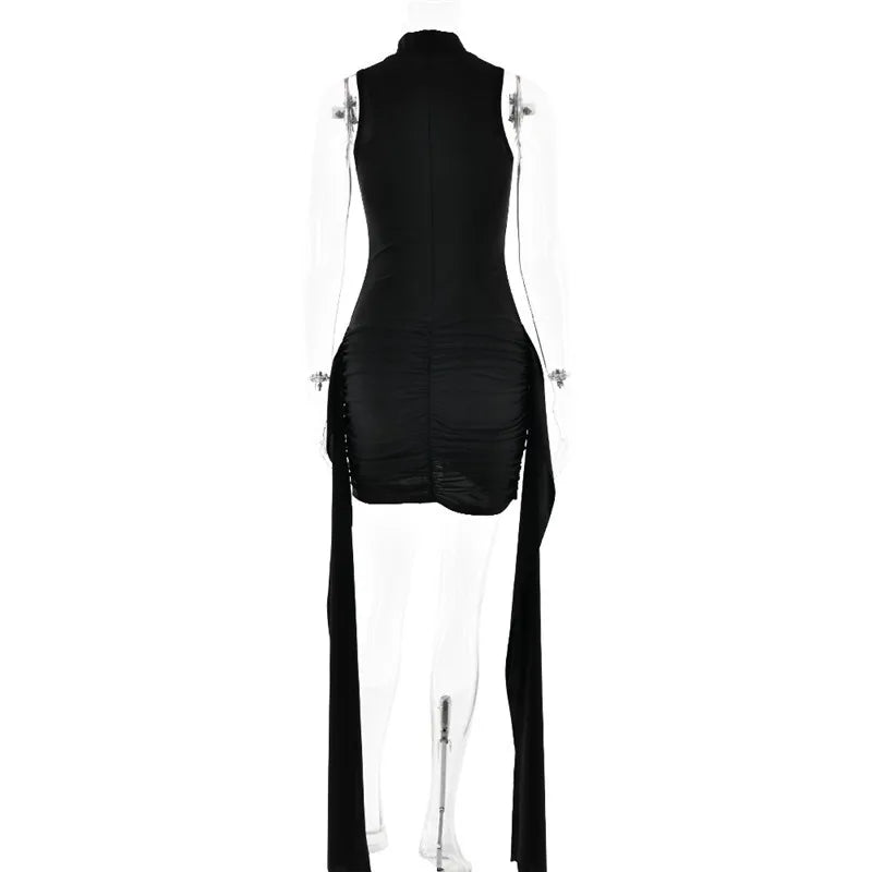 Turtleneck Ruched Tank Mini Dress