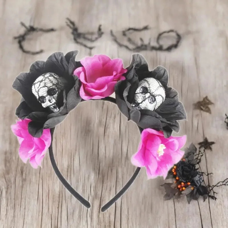 Halloween Skeleton Flower Headband