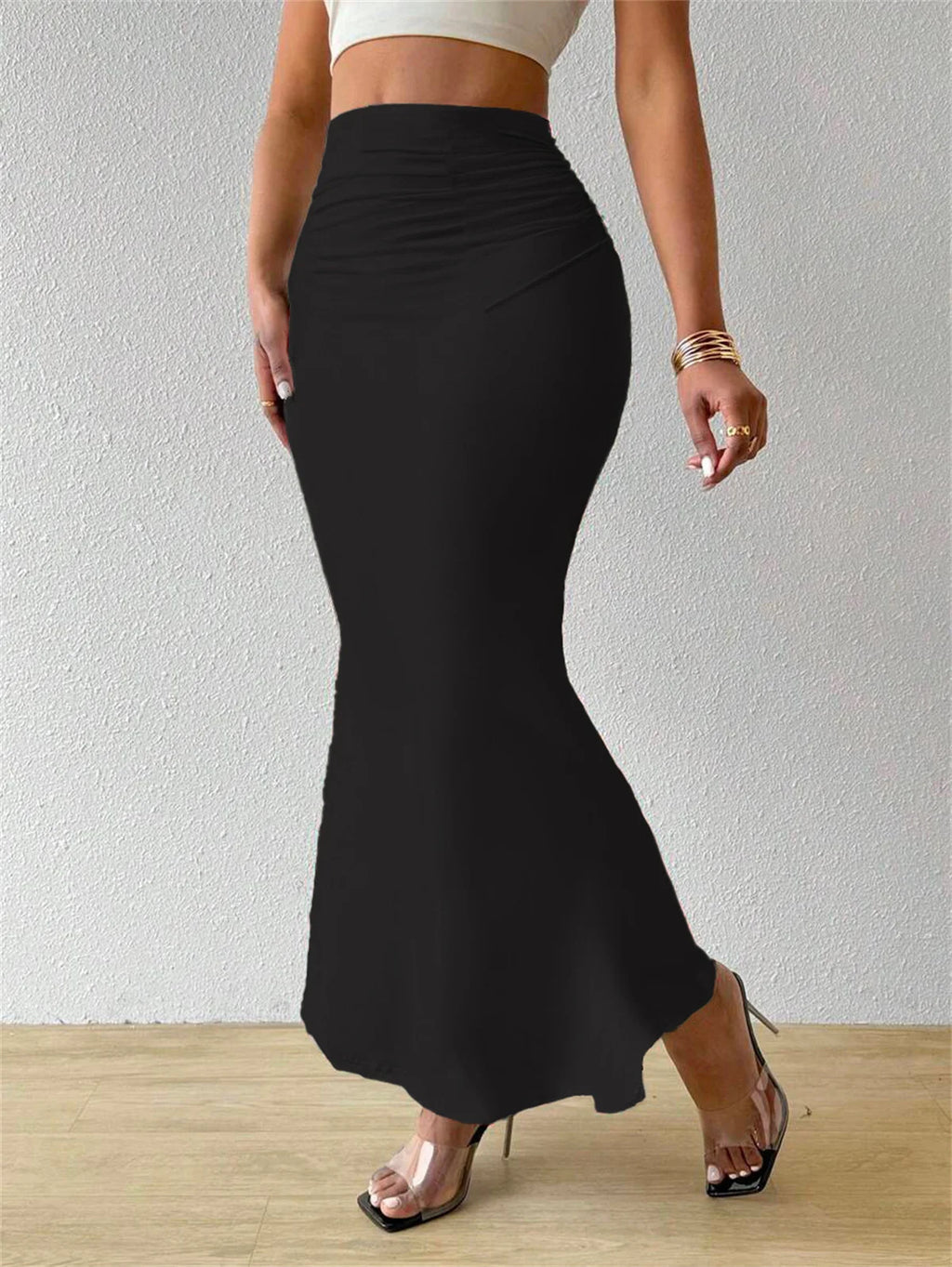 High-Waist Fishtail Midi Skirt