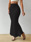 High-Waist Fishtail Midi Skirt