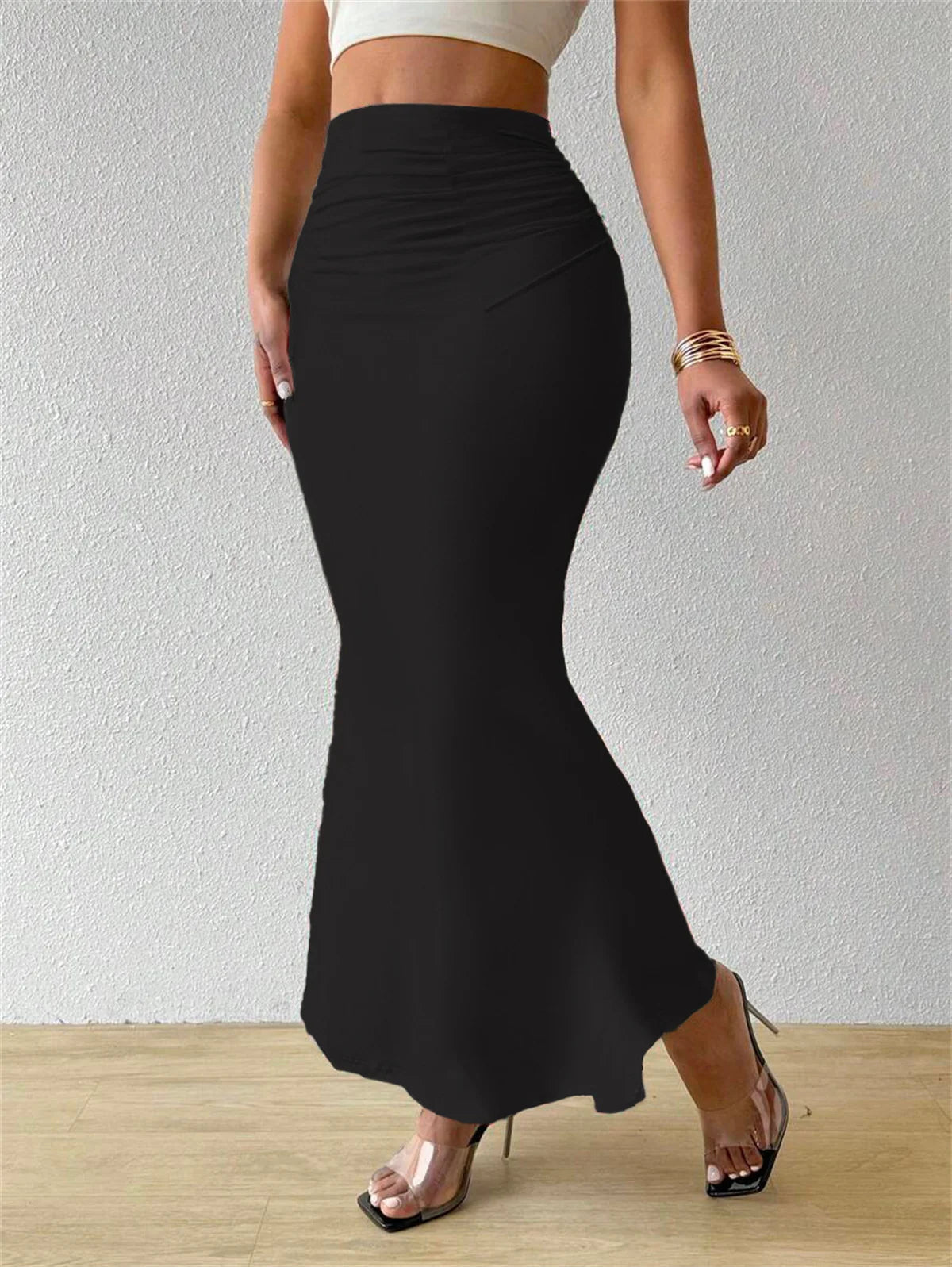 High-Waist Fishtail Midi Skirt