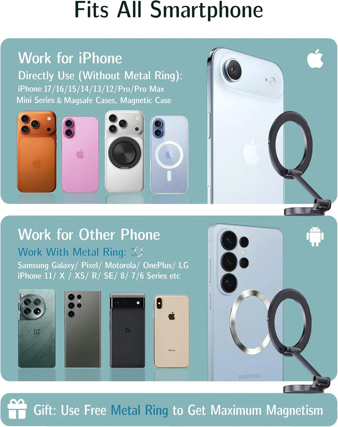 MagSafe Magnetic Car Phone Mount - 360° Adjustable