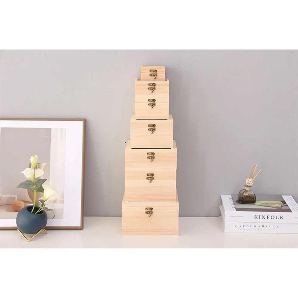 Wooden Gift Box with Hinged Lid