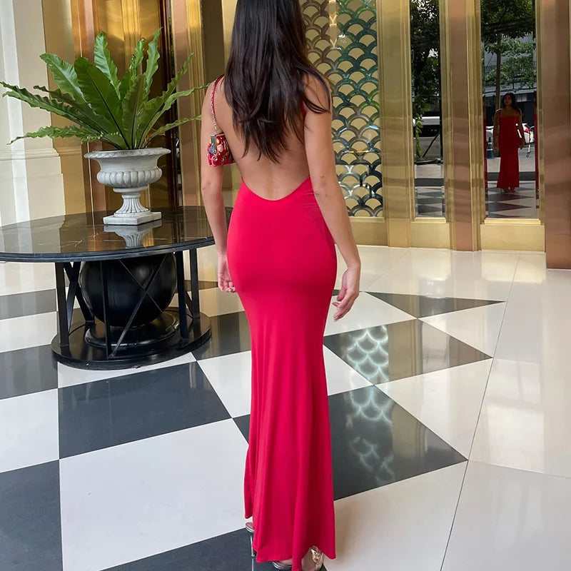 Elegant One-Shoulder Backless Slip Dress