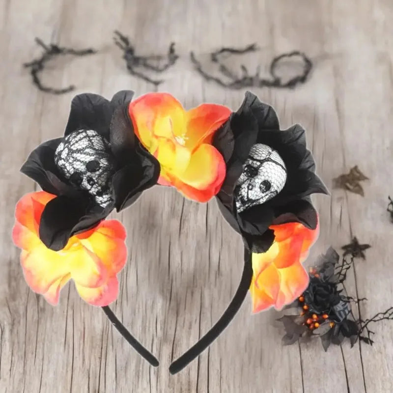 Halloween Skeleton Flower Headband