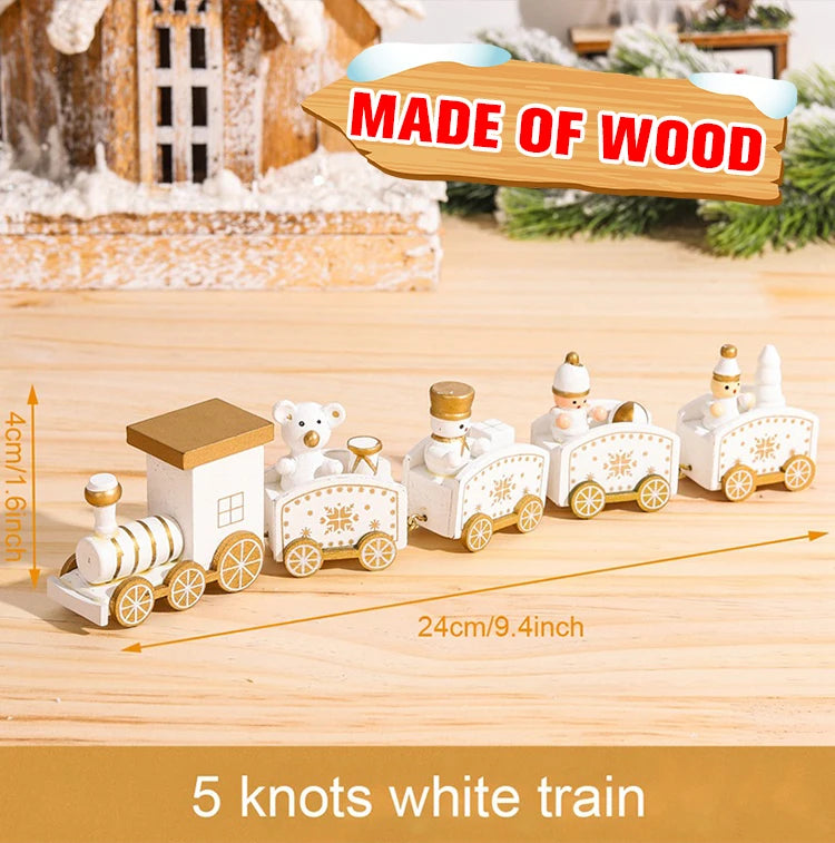 Wooden Christmas Train Ornament Set