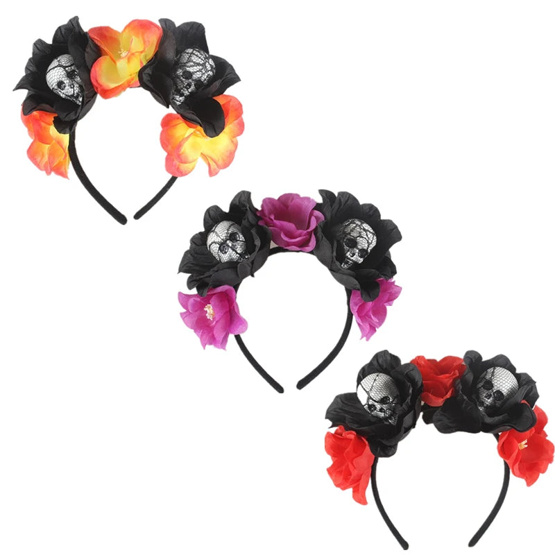 Halloween Skeleton Flower Headband
