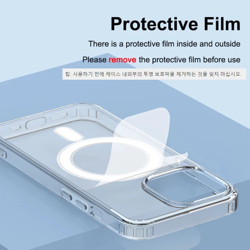 Magnetic MagSafe-Compatible Clear Case for iPhone (11–16 Series)