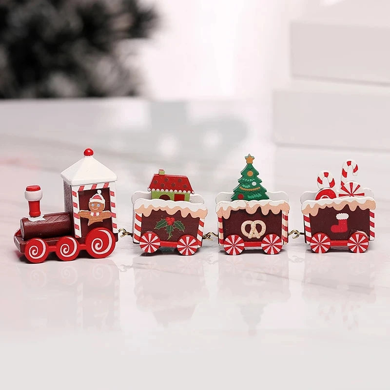 Wooden Christmas Train Ornament Set