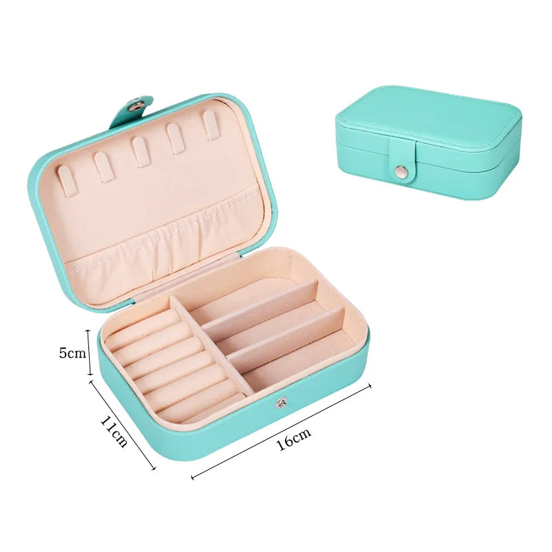 Portable Leather Jewelry Box with Zipper Closure