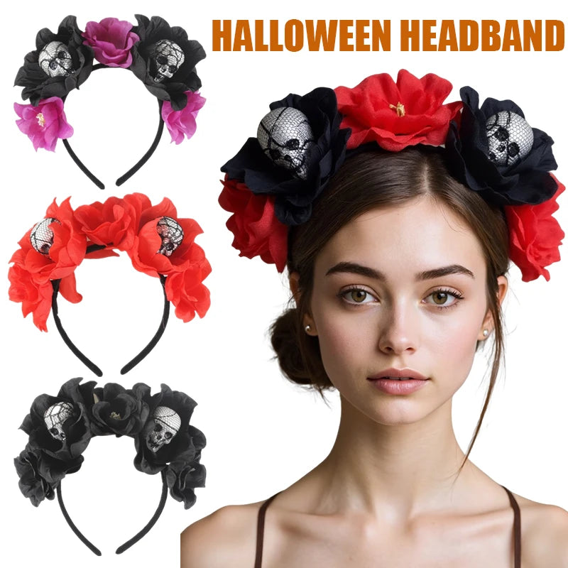Halloween Skeleton Flower Headband