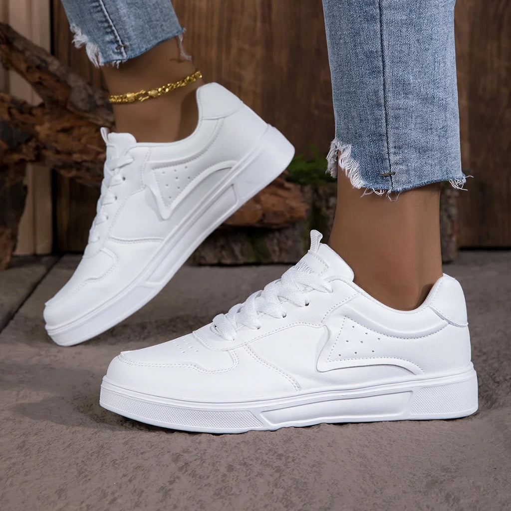 Women White Breathable Walking Sneakers